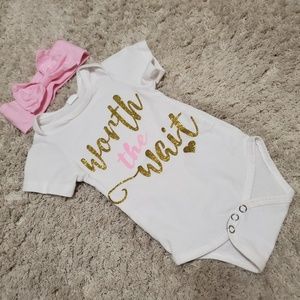 "Worth the Wait" Onesie and headband